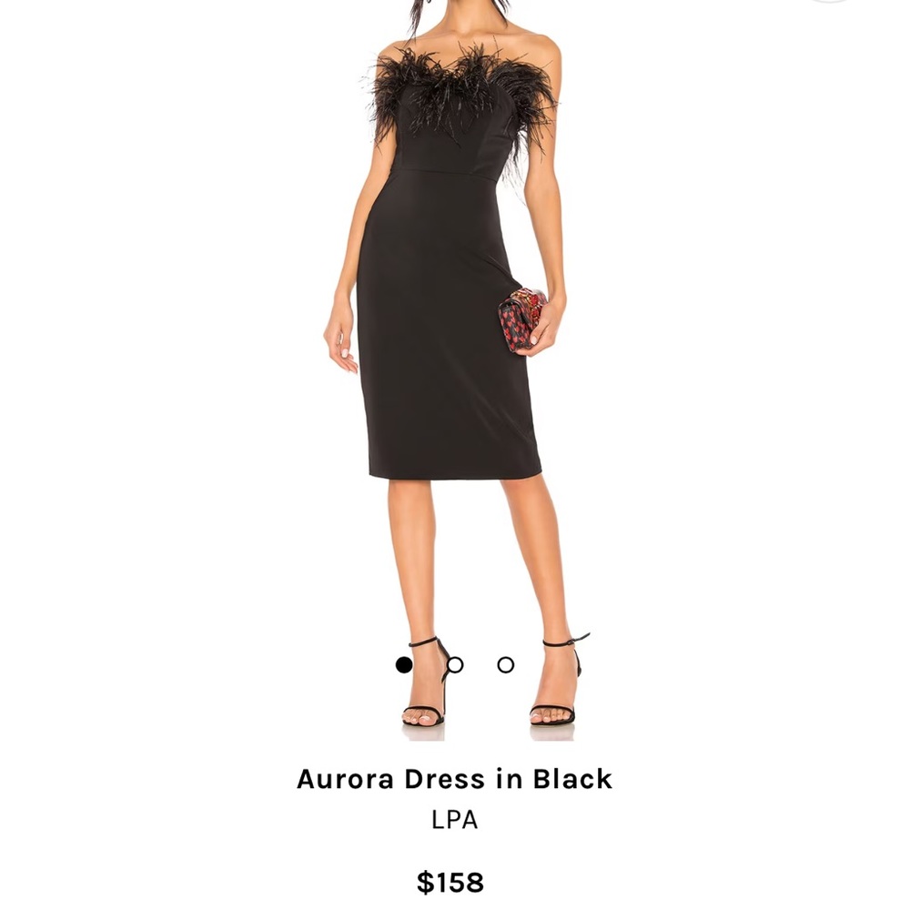 LPA black feather trim dress